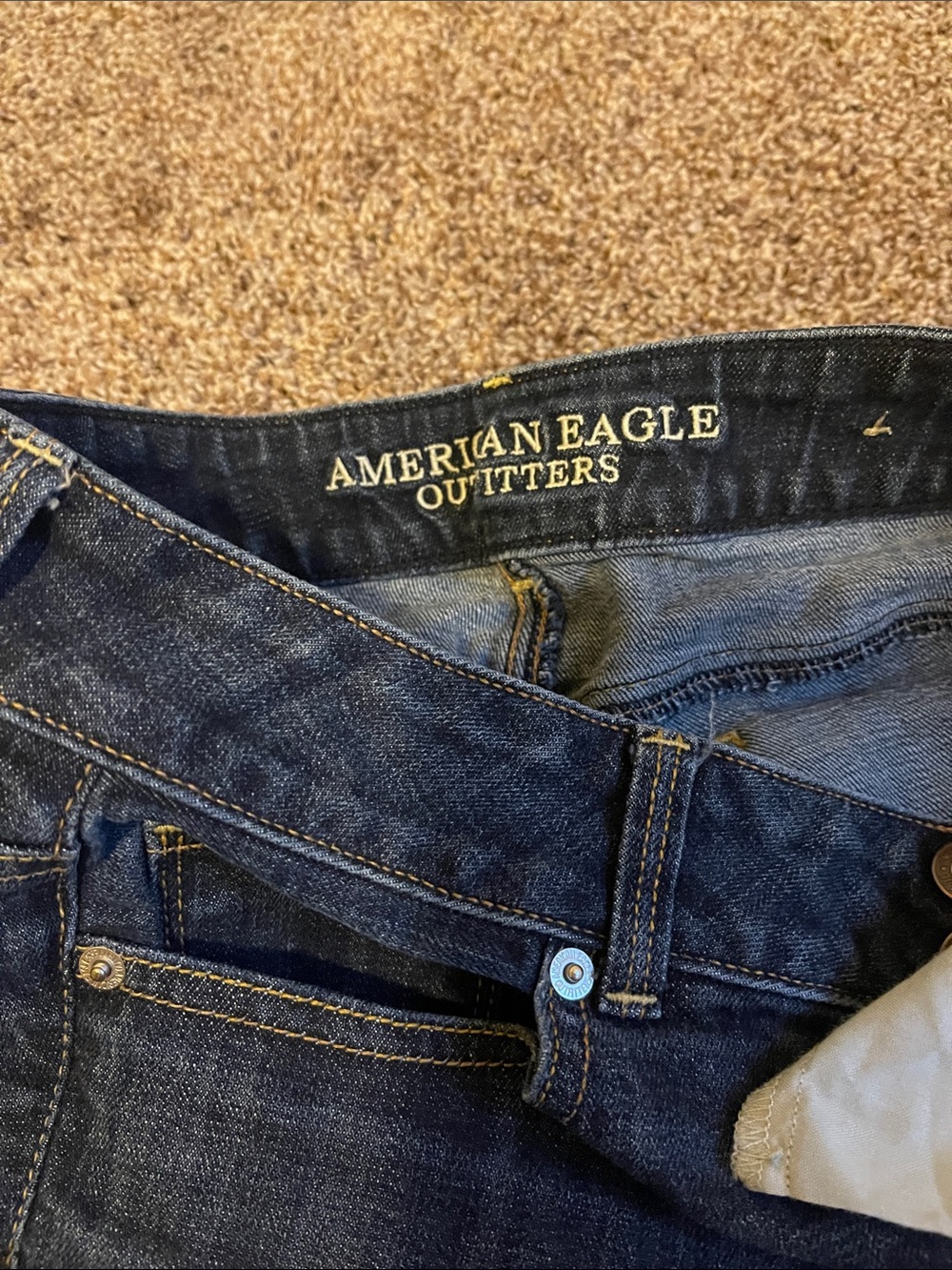 American Eagle Outfitters Dark Blue Artist Crop Jeans - Picture 3 of 5
